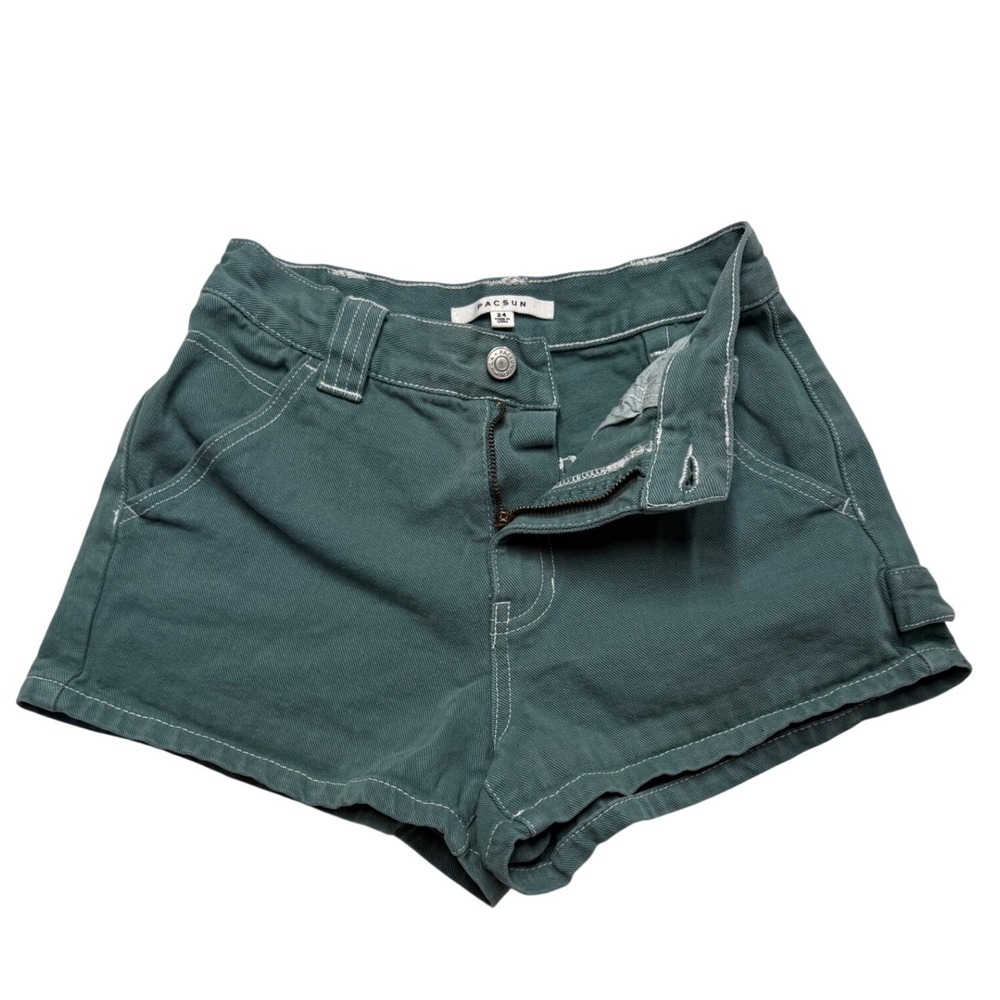 PacSun Carpenter Shorts Contrast Stitch Utility Teal Green Womens 24 Streetwear